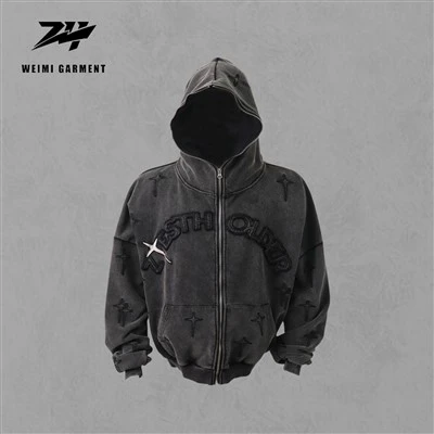 Aangepaste geborduurde hoodies met volledige ritssluiting