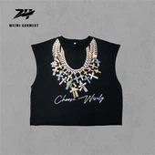Hoge GSM Unisex mouwloze DTG ketting T-shirts